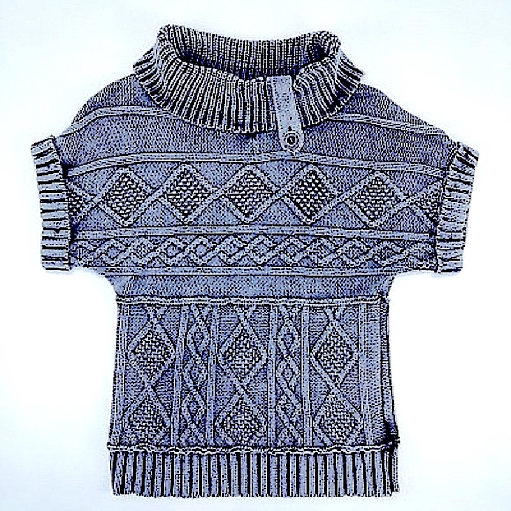 *Nine West* Black Gray Mineral Wash Chunky Turtleneck Cable Knit Sweater, Med.